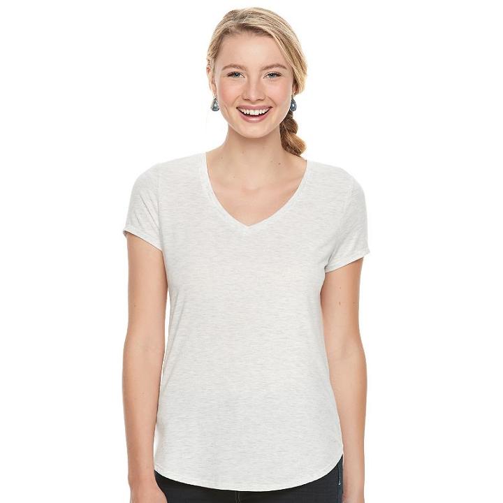 Juniors' So&reg; Short Sleeve V-neck Tee, Girl's, Size: Xs, Lt Beige