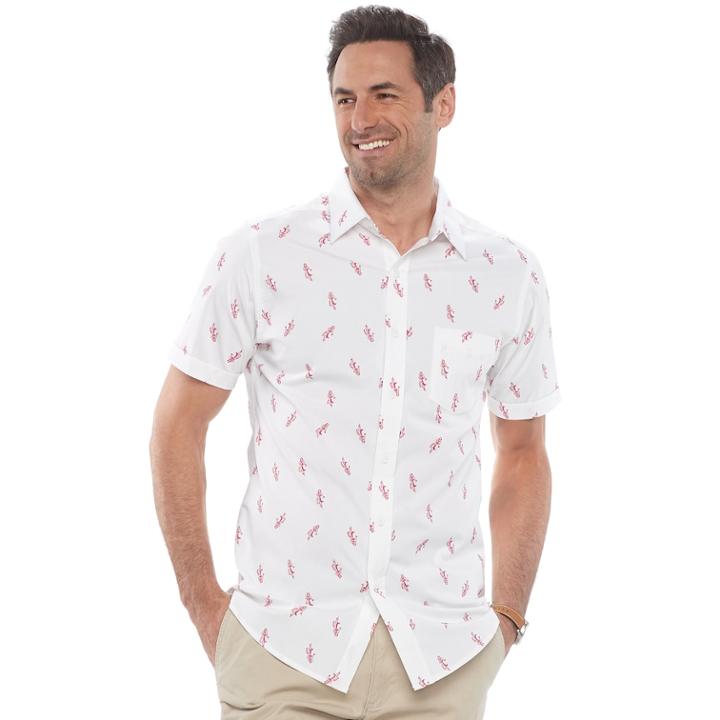 Men's Haggar Island Ease Classic-fit Stretch Button-down Shirt, Size: Large, White