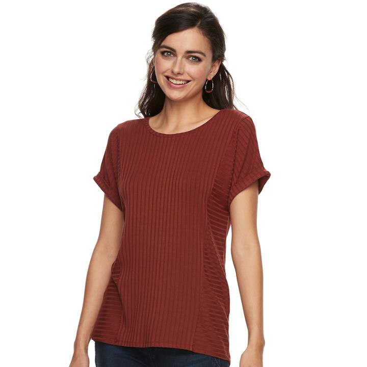 Women's Apt. 9&reg; Abstract Ribbed Tee, Size: Medium, Dark Red