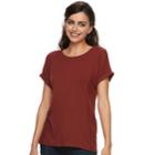 Women's Apt. 9&reg; Abstract Ribbed Tee, Size: Medium, Dark Red