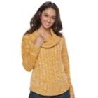Juniors' It's Our Time Cowlneck Cable-knit Tunic, Teens, Size: Large, Yellow Oth