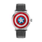 Marvel Comics Captain America Men's Leather Watch, Size: Large, Black