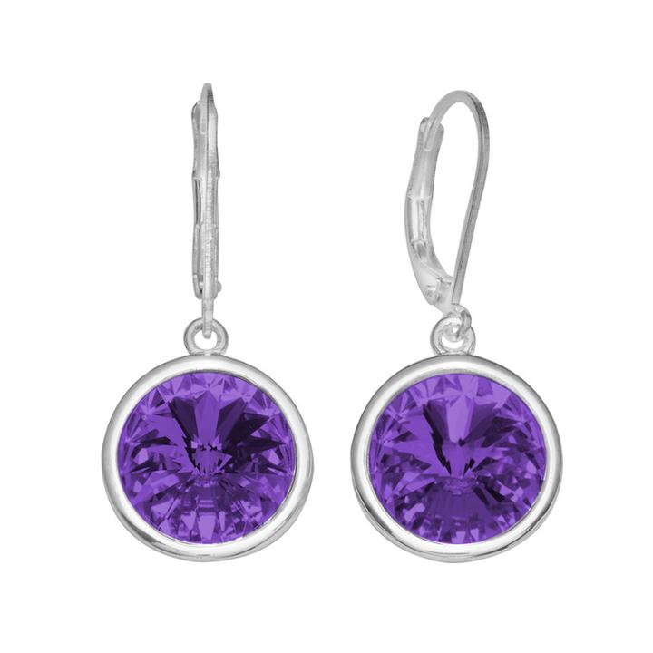 Illuminaire Silver-plated Crystal Drop Earrings - Made With Swarovski Crystals, Women's, Purple