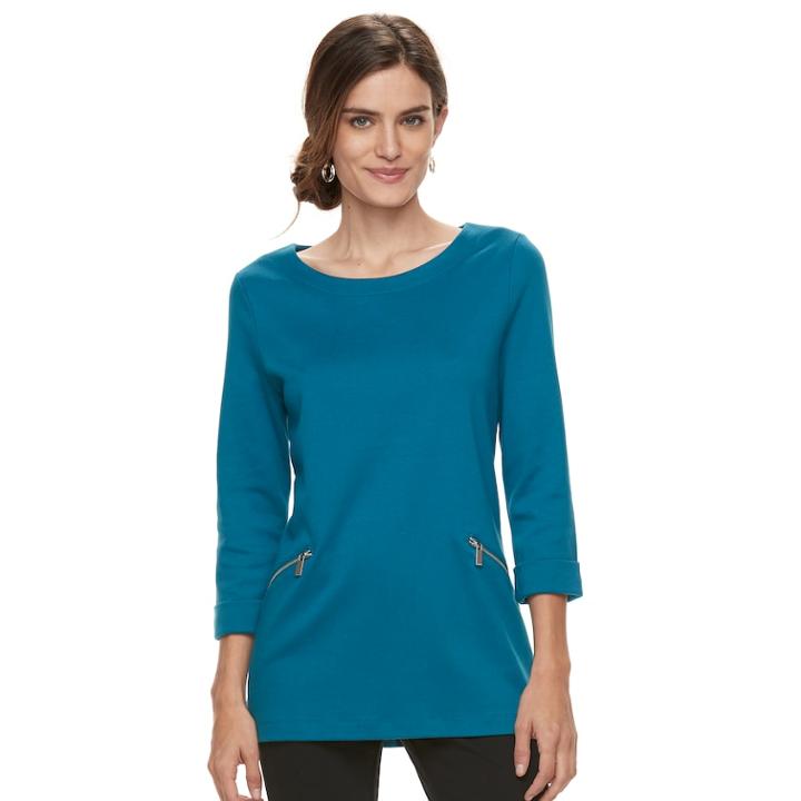 Women's Croft & Barrow&reg; Pullover Tunic Top, Size: Medium, Blue