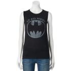 Juniors' Dc Comics Batman Up All Night Muscle Graphic Tank, Girl's, Size: Xl, Black