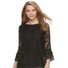 Women's Elle&trade; Tiered Lace Top, Size: Xxl, Black
