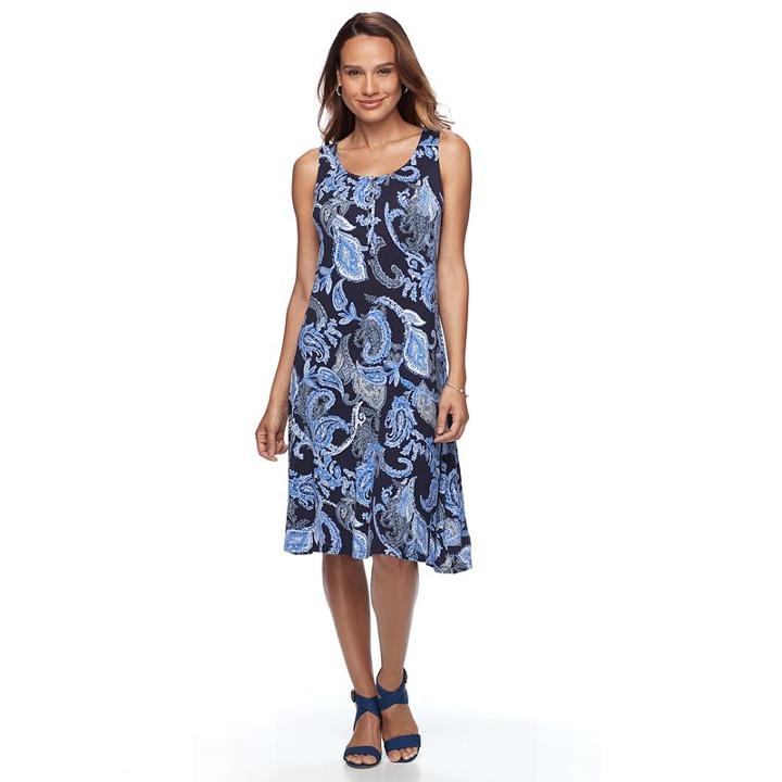 Women's Croft & Barrow® Jersey Henley Dress, Size: Large, Blue (navy)