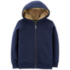 Boys 4-12 Carter's Velboa Lined Zip Hoodie, Size: 10/12, Blue