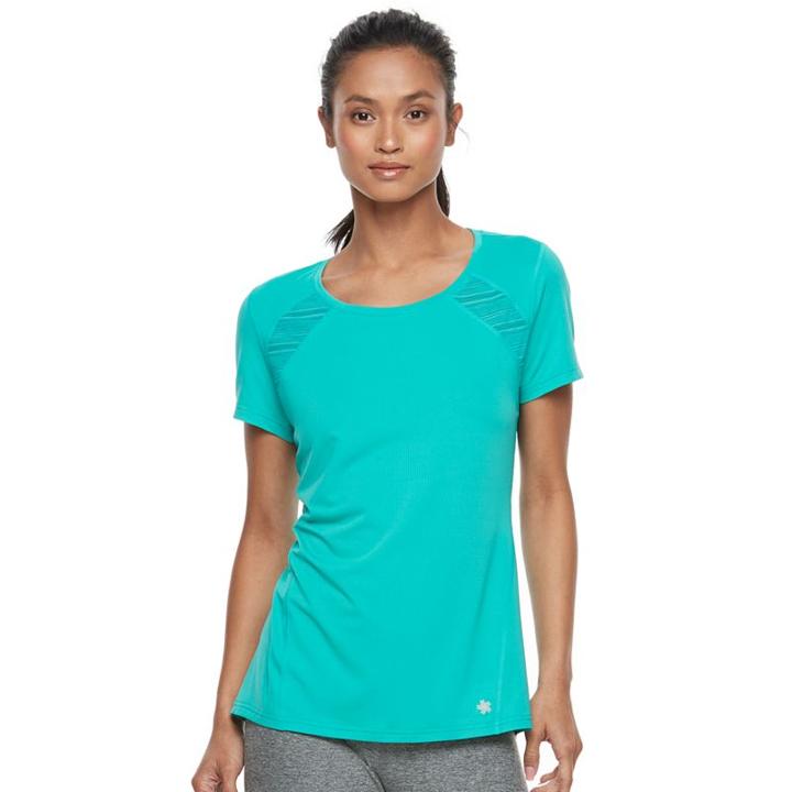 Petite Tek Gear&reg; Performance Pieced Base Layer Tee, Women's, Size: M Petite, Med Green