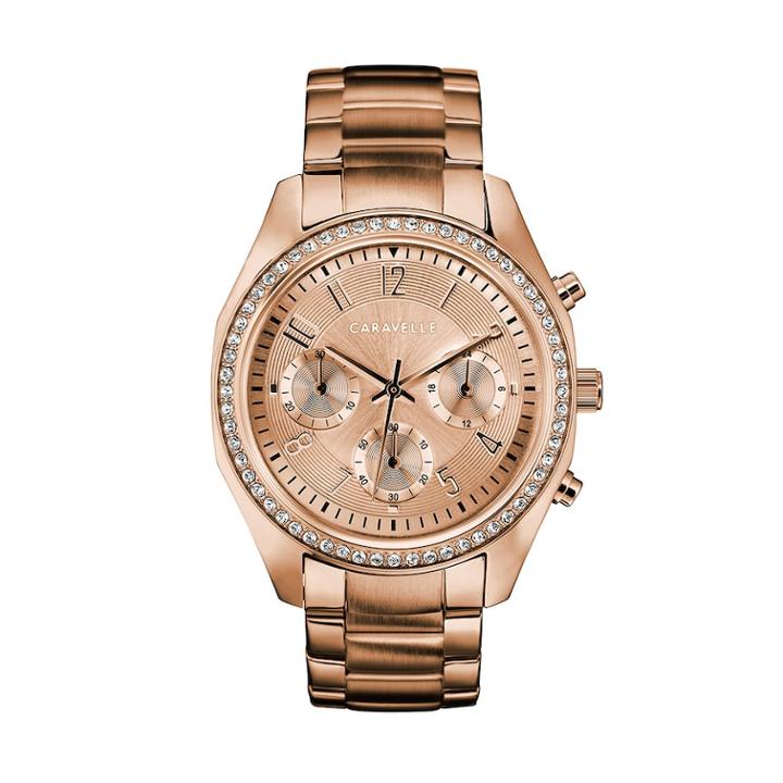 Caravelle Women's Crystal Stainless Steel Chronograph Watch - 44l240, Size: Medium, Pink