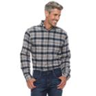 Men's Croft & Barrow&reg; True Comfort Plaid Classic-fit Flannel Button-down Shirt, Size: Medium, Med Grey