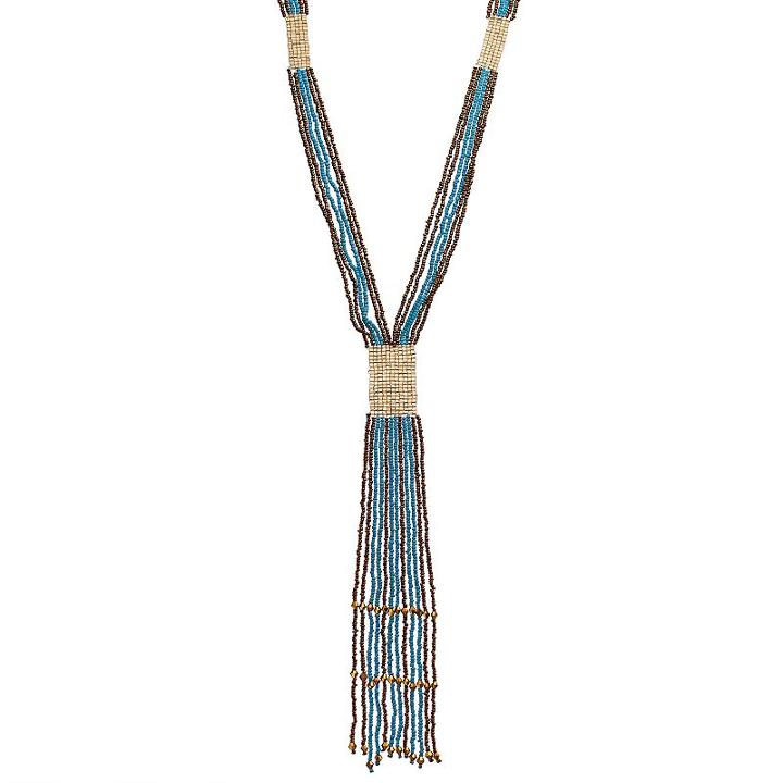 Gs By Gemma Simone Seed Bead Fringe Y Necklace, Women's, Size: 26, Multicolor