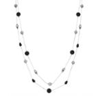 Silver Tone & Black Bead Multi Strand Necklace, Women's