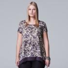 Plus Size Simply Vera Vera Wang Printed Crinkle Tee, Women's, Size: 3xl, Med Purple