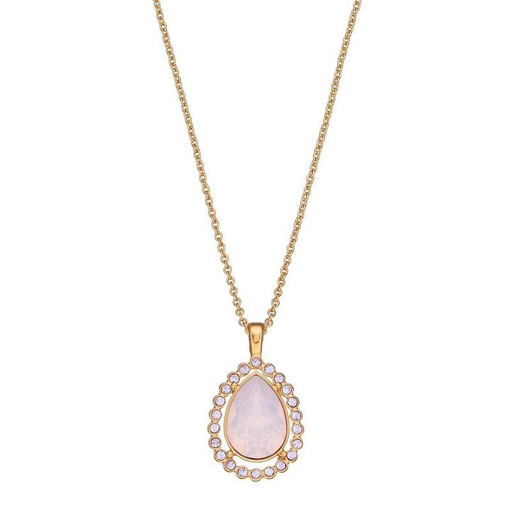 Brilliance Teardrop Halo Pendant With Swarovski Crystals, Women's, Size: 18, Pink
