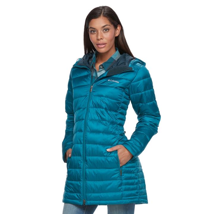 Women's Columbia Frosted Ice Hooded Puffer Jacket, Size: Medium, Green Oth