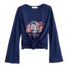 Girls 7-16 American Girl Tie Front Glitter Graphic Tee, Size: Medium, Blue Other