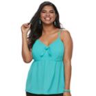 Juniors' Plus Size Candie's&reg; Tie-front Babydoll Tank, Teens, Size: 2xl, Med Blue