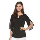 Women's Dana Buchman Textured Keyhole Top, Size: Small, Black