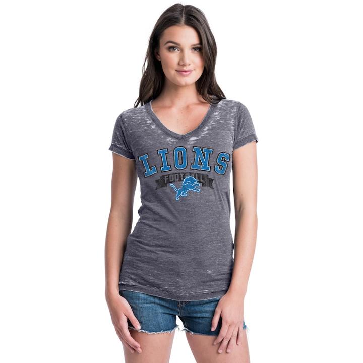 Women's Detroit Lions Burnout Rush Tee, Size: Xl, Grey