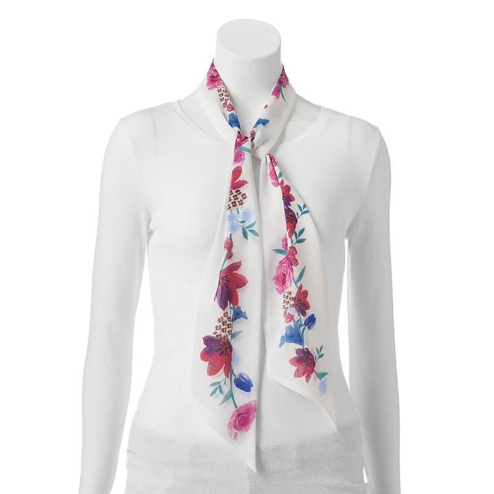 Apt. 9&reg; Floral Skinny Scarf, Women's, Orange Oth