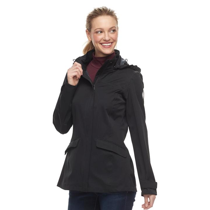 Women's Halitech Hooded Rain Jacket, Size: Large, Black