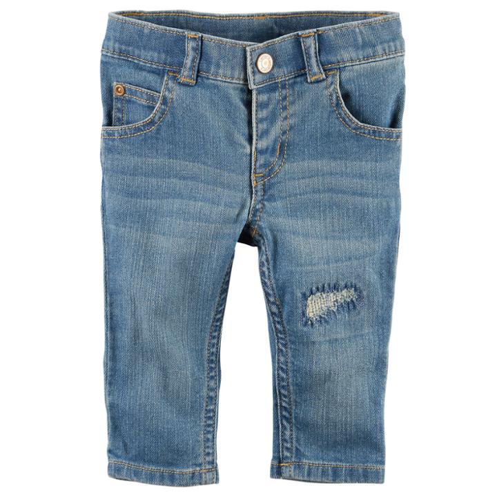 Baby Girl Carter's Distressed Denim Jeans, Size: 6 Months, Blue Other