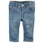 Baby Girl Carter's Distressed Denim Jeans, Size: 6 Months, Blue Other