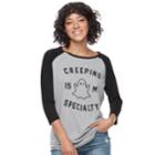 Juniors' Creeping Is My Specialty Ghost Graphic Tee, Teens, Size: Medium, Grey Other
