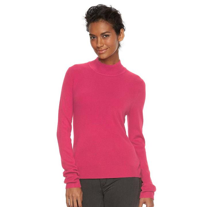 Women's Napa Valley Mockneck Sweater, Size: Large, Med Purple