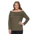 Plus Size Apt. 9&reg; Ribbed Off-the-shoulder Top, Women's, Size: 3xl, Green