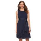 Women's Chaps Chiffon Fit & Flare Evening Dress, Size: 14, Blue