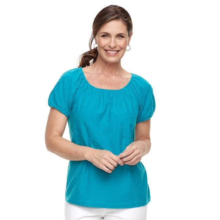 Women's Croft & Barrow&reg; Smocked Top, Size: Xl, Dark Blue