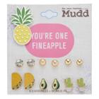 Mudd&reg; Taco, Cactus & Avocado Nickel Free Stud Earring Set With Pineapple Pin, Women's, Multicolor