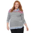 Plus Size Maternity Oh Baby By Motherhood&trade; Mock-layer Scoopneck Sweater, Women's, Size: 1xl, Dark Grey