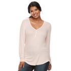 Juniors' Plus Size So&reg; Solid Henley Top, Teens, Size: 3xl, Lt Orange