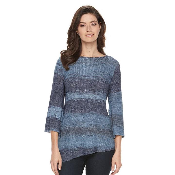 Women's Dana Buchman Ombre Tape-yarn Boatneck Sweater, Size: Large, Blue (navy)