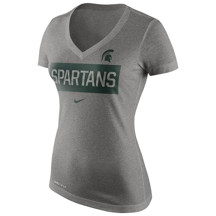 Women's Nike Michigan State Spartans Tailgate Dri-fit Tee, Size: Xl, Dark Grey