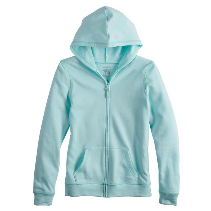 Girls 7-16 & Plus Size So&reg; Easy Zip Hoodie Sweatshirt, Size: 18 1/2, Light Blue