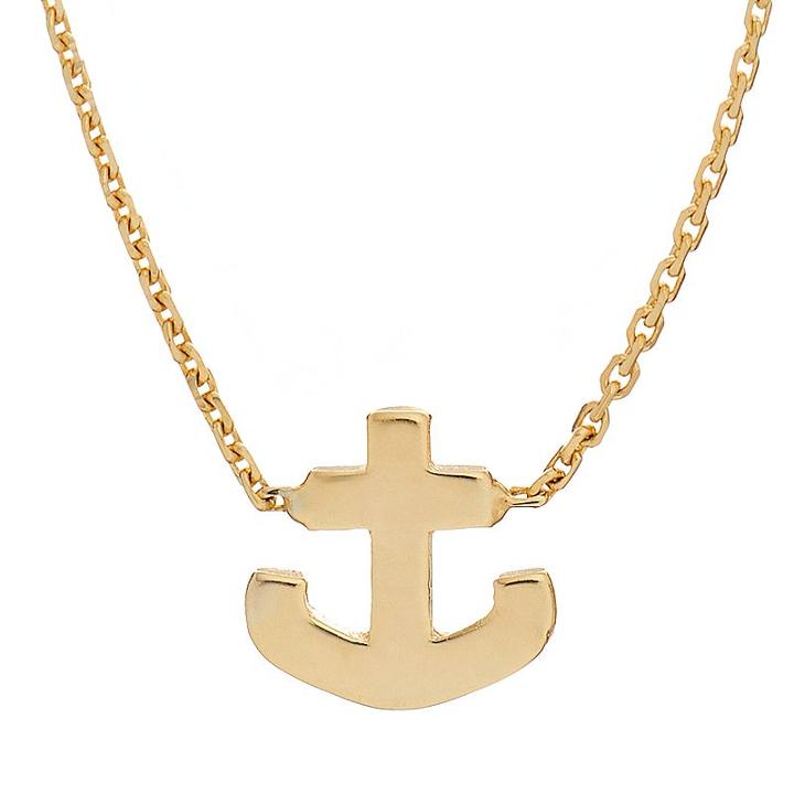 14k Gold Anchor Necklace, Women's, Size: 18, Yellow