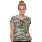 Juniors' Cloud Chaser Lace-up Short Sleeve Tee, Teens, Size: Large, Brt Green