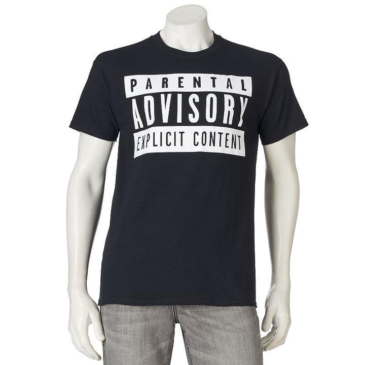 Men's Parental Advisory Tee, Size: Small, Black