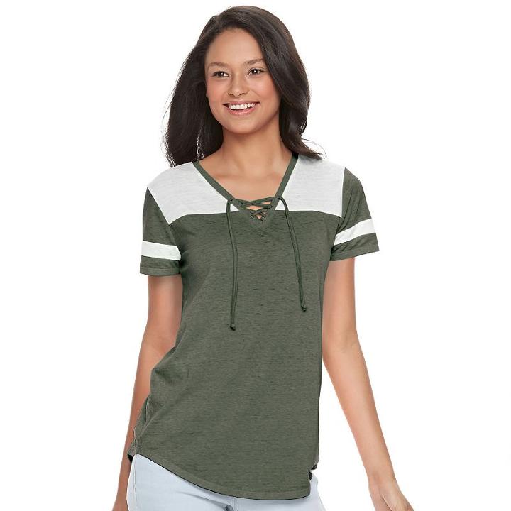 Juniors' So&reg; Burnout Football Tee, Teens, Size: Small, Dark Green