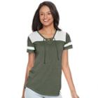 Juniors' So&reg; Burnout Football Tee, Teens, Size: Small, Dark Green