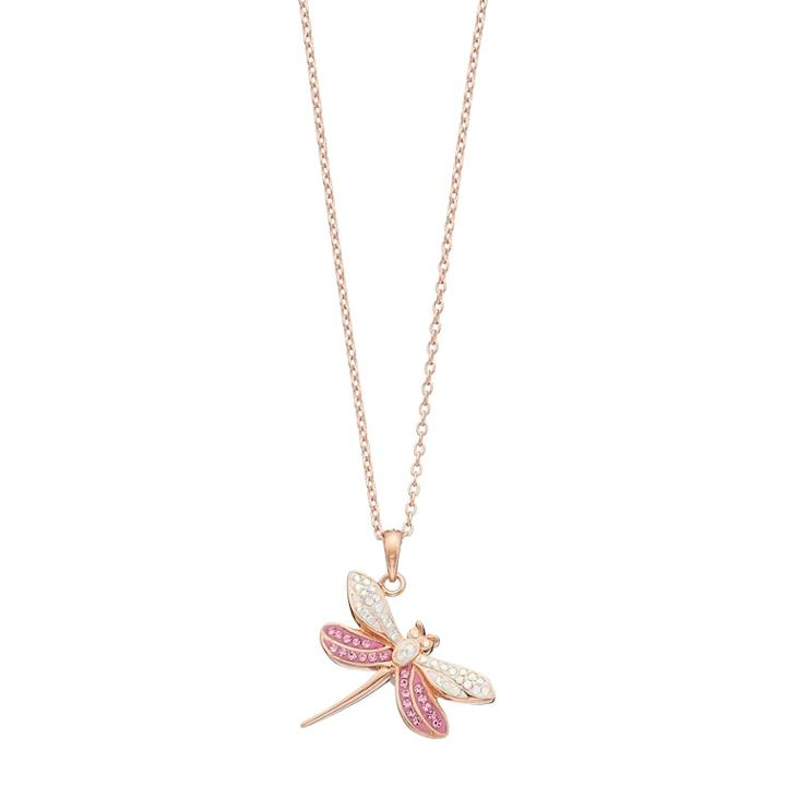 14k Rose Gold Plated Crystal Dragonfly Pendant Necklace, Women's, Pink