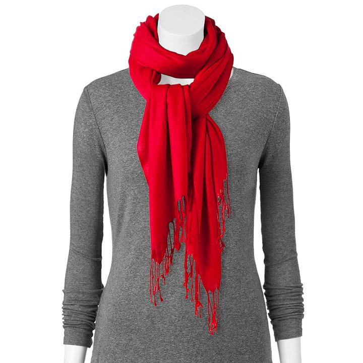 Apt. 9&reg; Twill Pashmina Wrap, Women's, Red