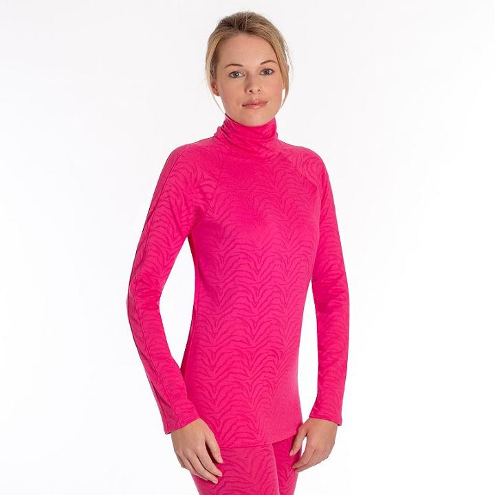 Women's Snow Angel Luxe Lace Turtleneck Base Layer Top, Size: Small, Brt Pink