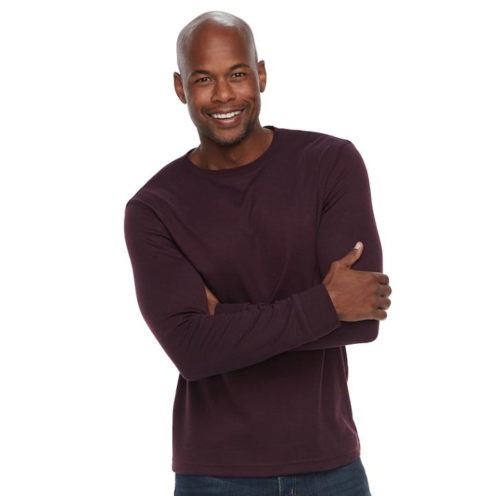 Men's Croft & Barrow&reg; Classic-fit Easy-care Crewneck Tee, Size: Xl, Drk Purple