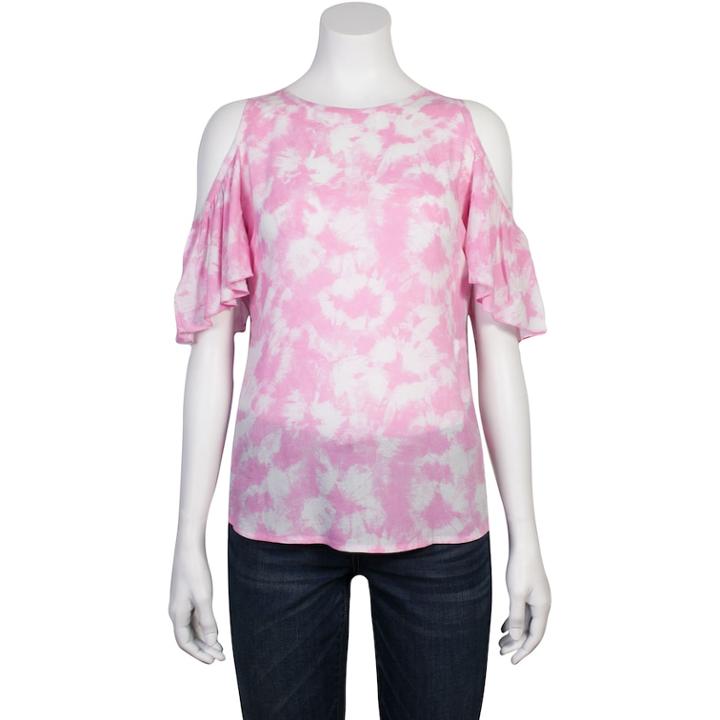 Juniors' Grayson Threads Tie-dye Cold-shoulder Top, Teens, Size: Medium, Light Pink