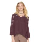 Women's Rock & Republic&reg; Embellished Peasant Top, Size: Large, Purple